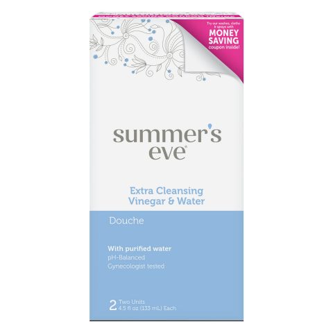 Summer’s Eve Douche, Extra Cleansing Vinegar & Water, Vaginal Douche for Women, 2 Units, 4.5 Oz Each, 1 Pack